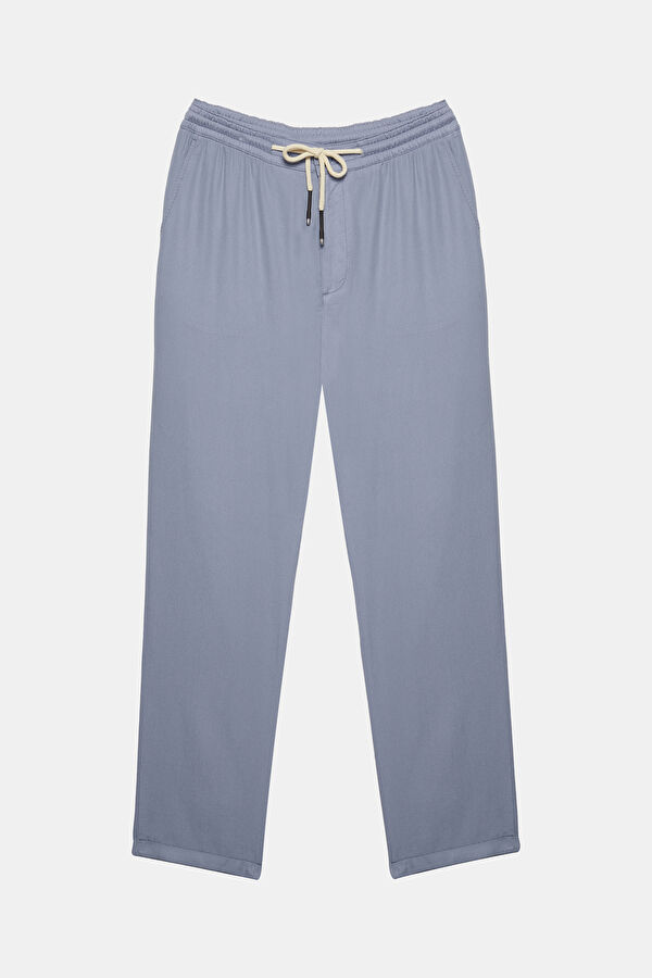 Blue Straight Leg Lyocell Men's Trousers 3