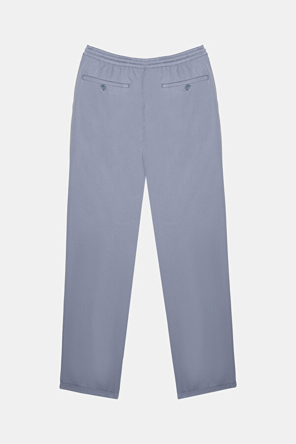 Blue Straight Leg Lyocell Men's Trousers 4