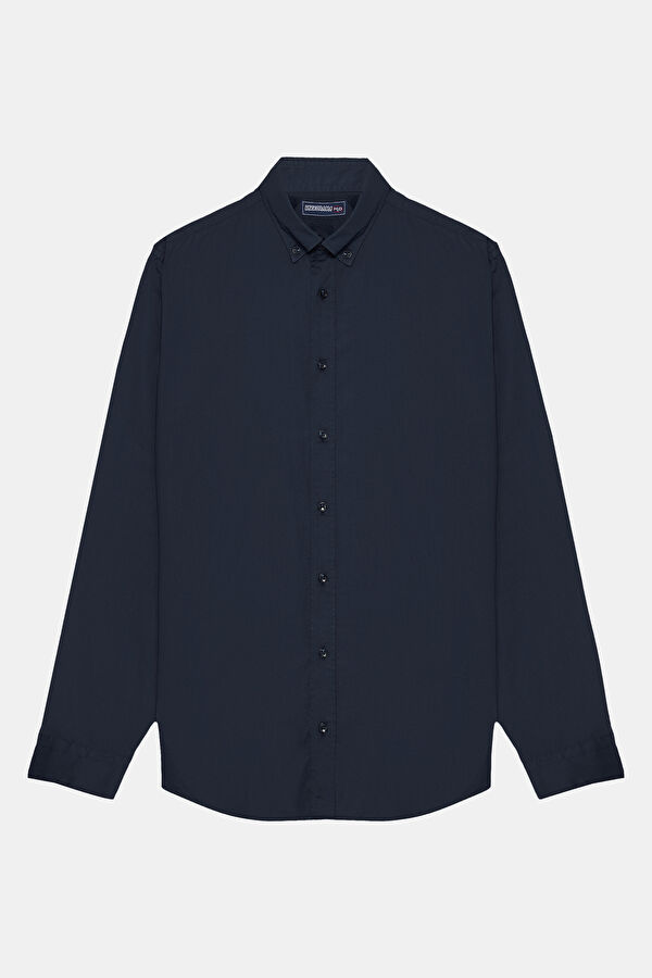 Relax Mold Navy Blue Button Collar Shirt