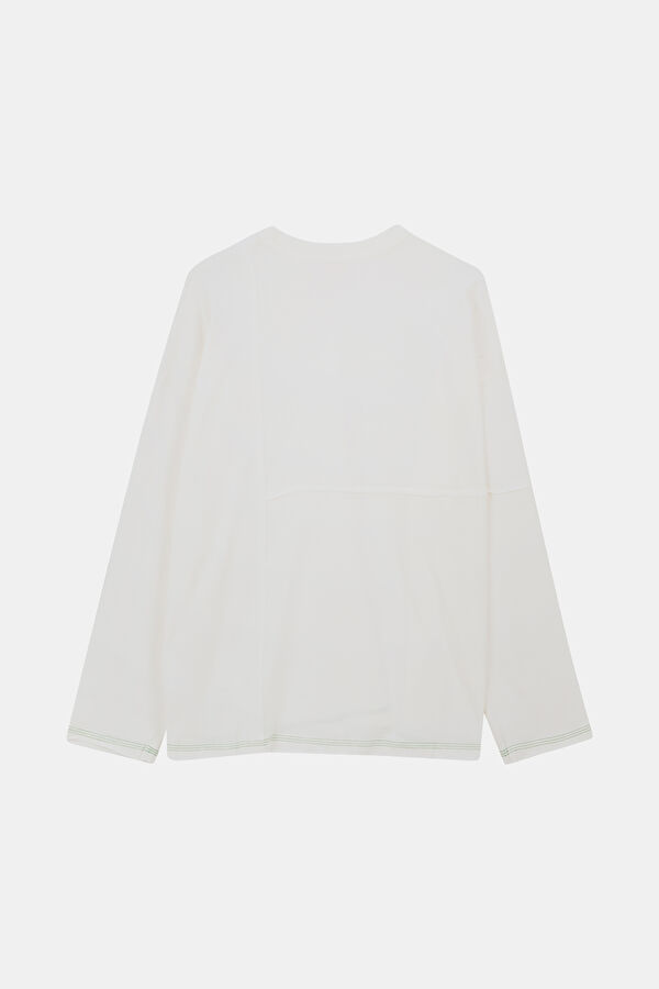 Ekru Oversize Bisiklet Yaka Sweatshirt 2