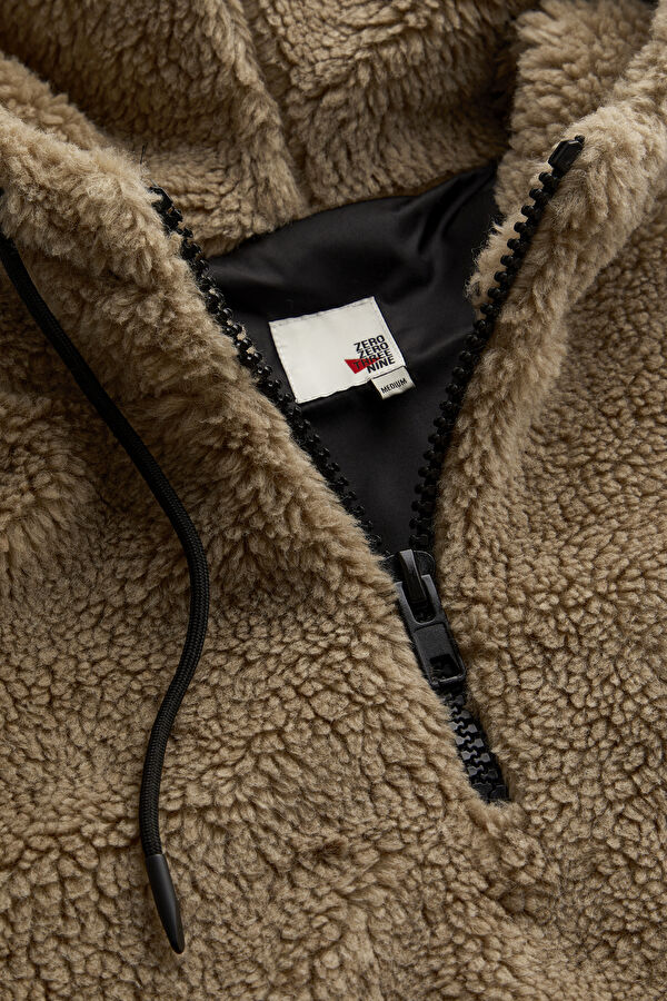 Bej Oversize Kapuşonlu Sweatshirt 3