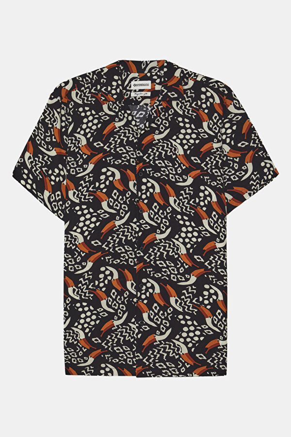 Colorful Patterned Resort Collar Men's Shirt