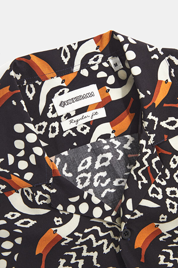Colorful Patterned Resort Collar Men's Shirt 3