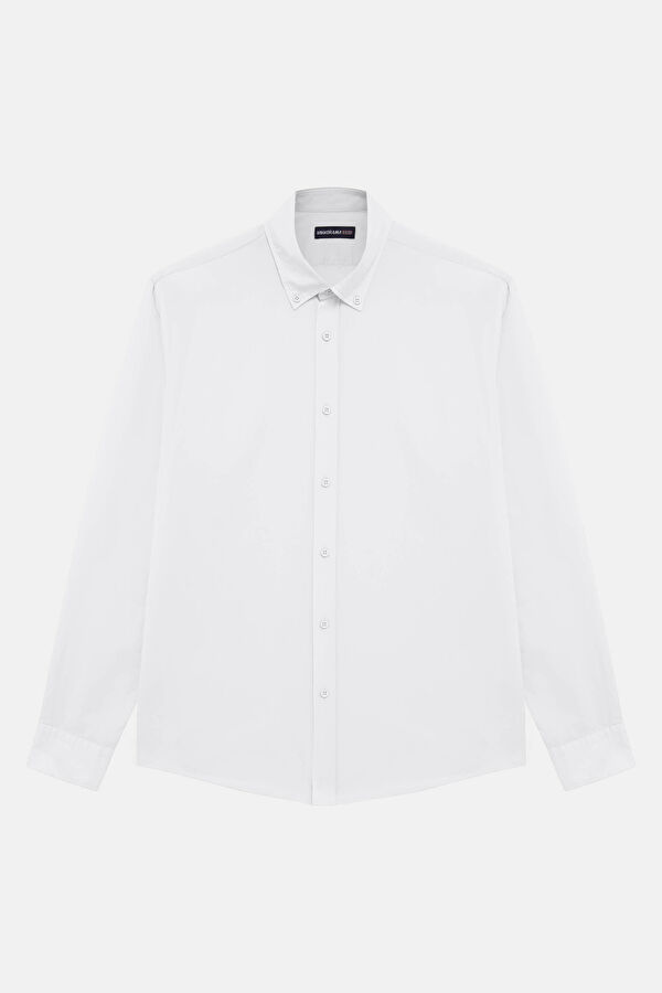 Relax Fit White Button-Down Collar Men's Shirt 3
