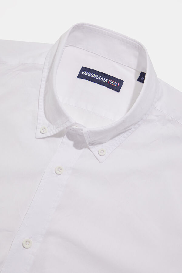 Relax Fit White Button-Down Collar Men's Shirt 5