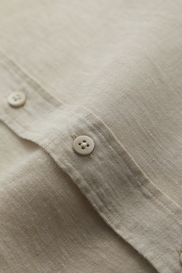 Beige Regular Linen Men's Shirt 5