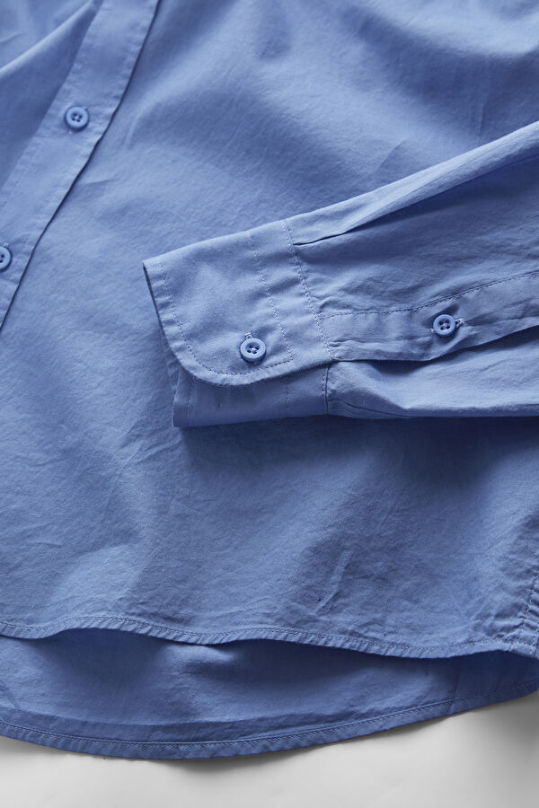Relaxed Fit Dark Blue Button-Down Collar Men's Shirt 6