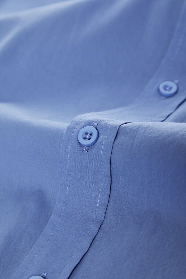 Relaxed Fit Dark Blue Button-Down Collar Men's Shirt 7