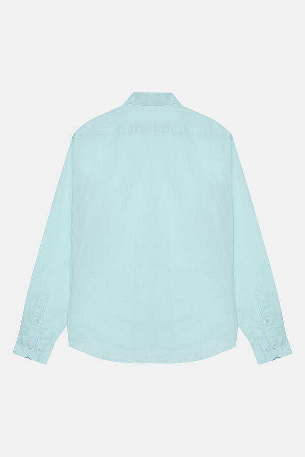 Relaxed Fit Light Blue Button-Down Collar Men's Shirt 2
