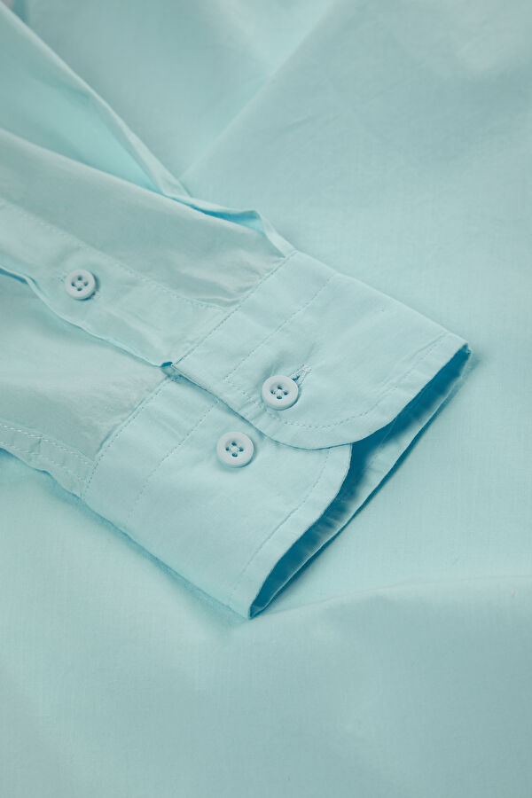 Relaxed Fit Light Blue Button-Down Collar Men's Shirt 4