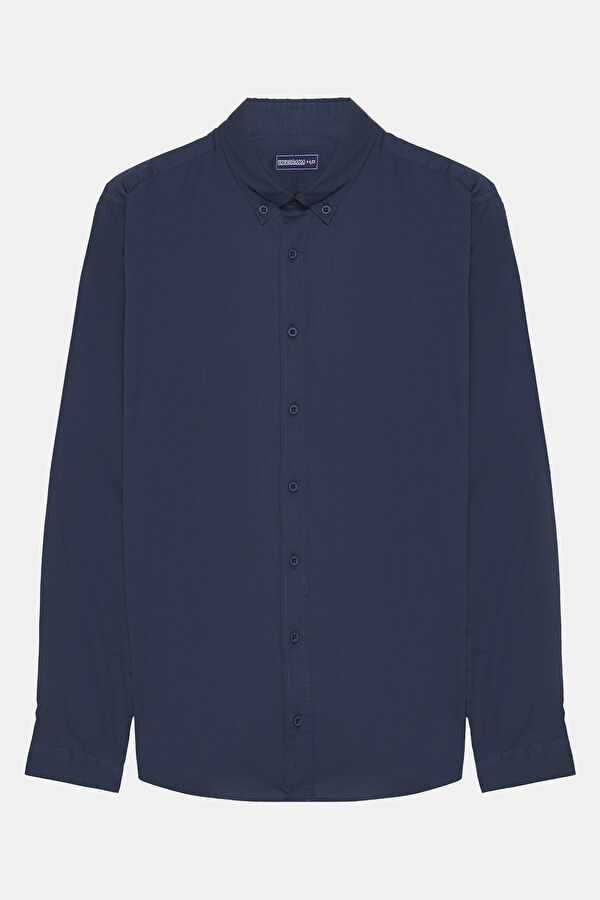 Relax Fit Navy Blue buttoned collar Shirt