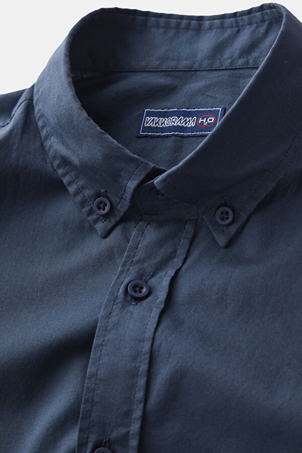 Relax Fit Navy Blue buttoned collar Shirt 3