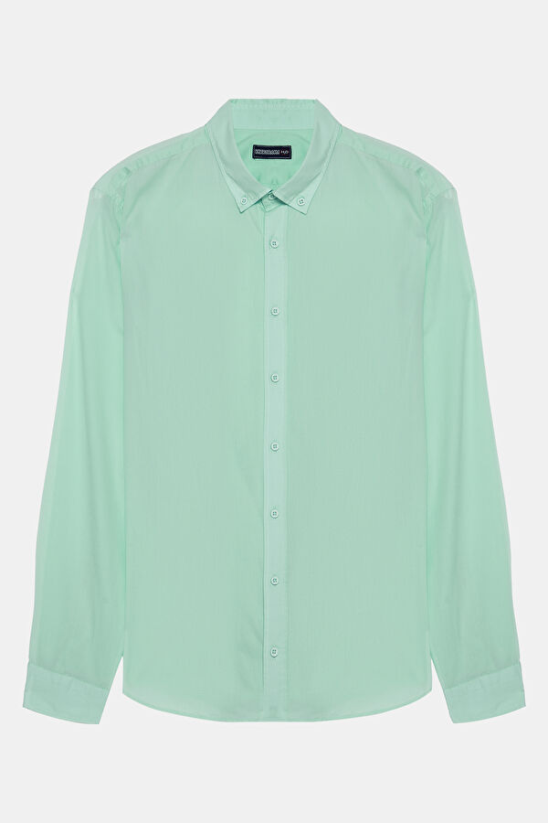 Relaxed Fit Mint Button-Down Collar Men's Shirt