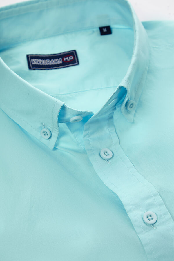 Relax Fit Turquoise Button-Down Collar Men's Shirt 5