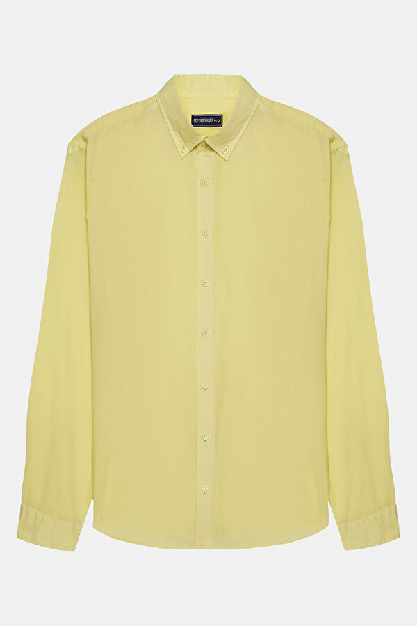 Relaxed Fit Yellow Button-Down Collar Men's Shirt 3