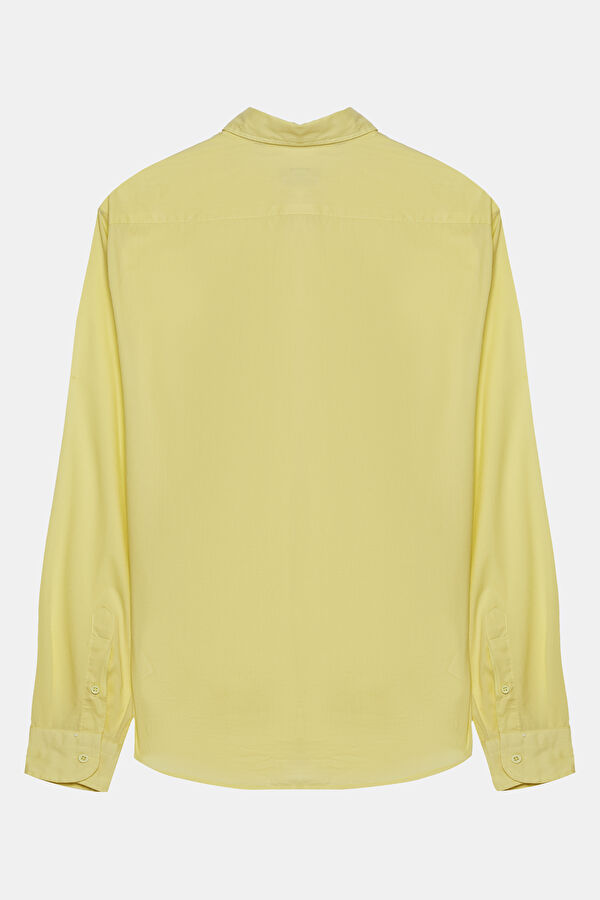 Relaxed Fit Yellow Button-Down Collar Men's Shirt 4
