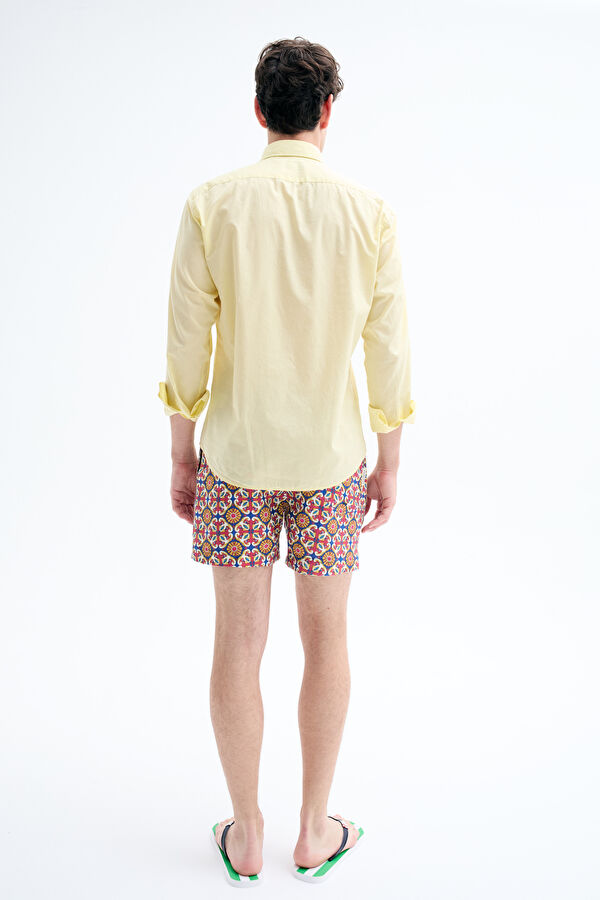 Relaxed Fit Yellow Button-Down Collar Men's Shirt 2