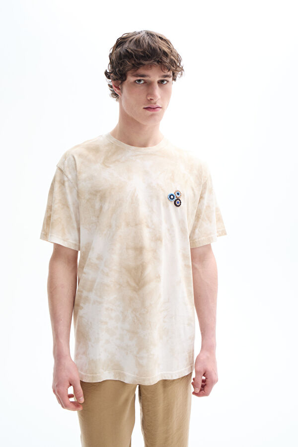 Colorful Crew Neck Batik Men's T-Shirt