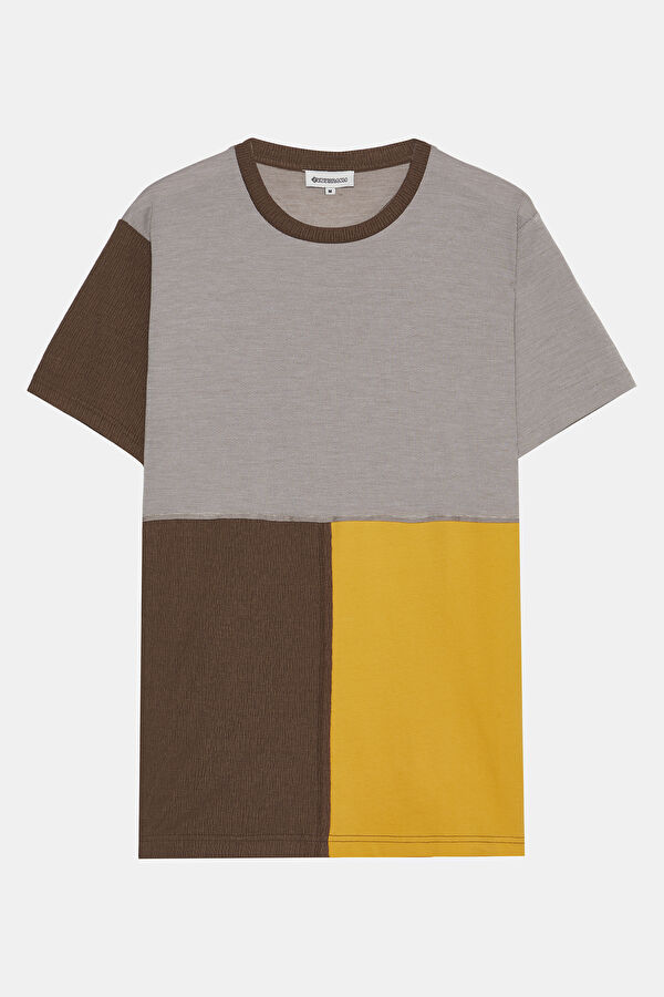 Çok Renkli Bisiklet Yaka Garni Detaylı T-Shirt