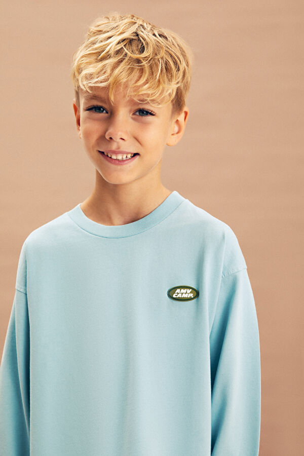 Light Blue Crew Neck Children's T-Shirt