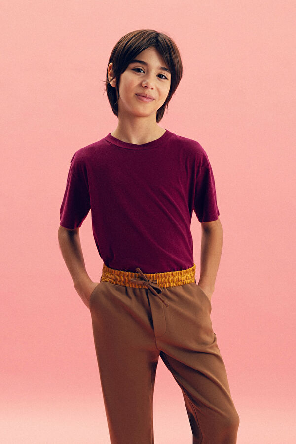 Burgundy Crew Neck Children's T-Shirt