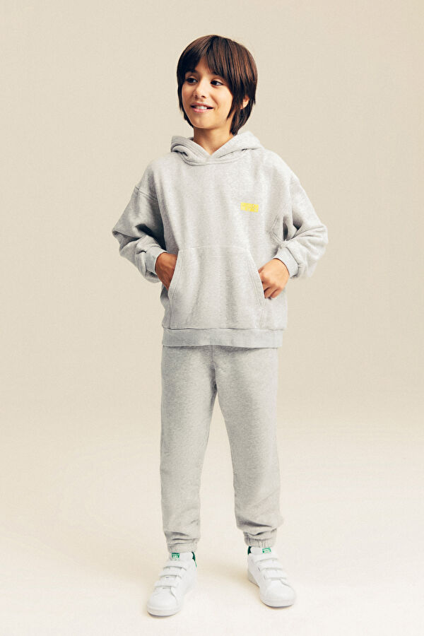 Gray Melange Slim-Fit Children's Sports Trousers