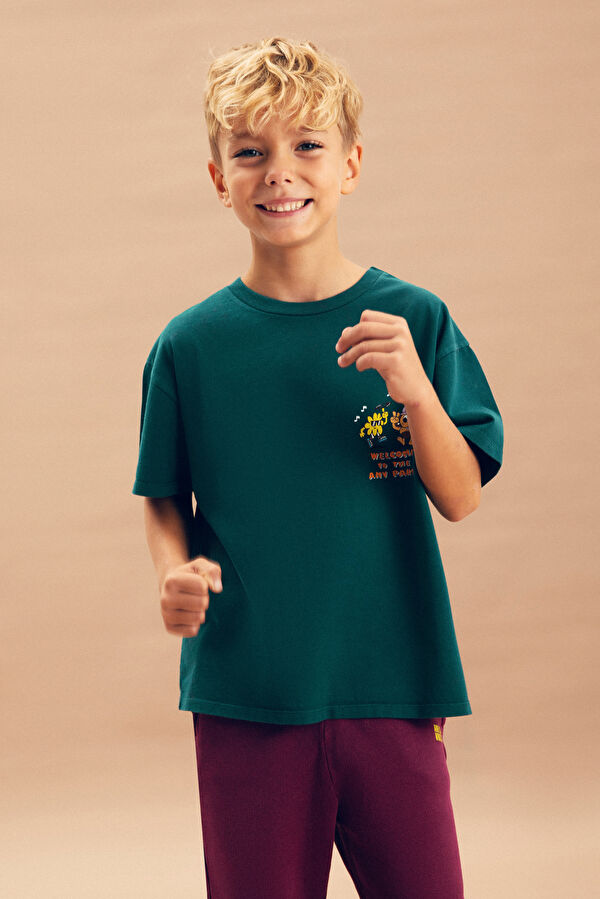 Yeşil Bisiklet Yaka T-Shirt