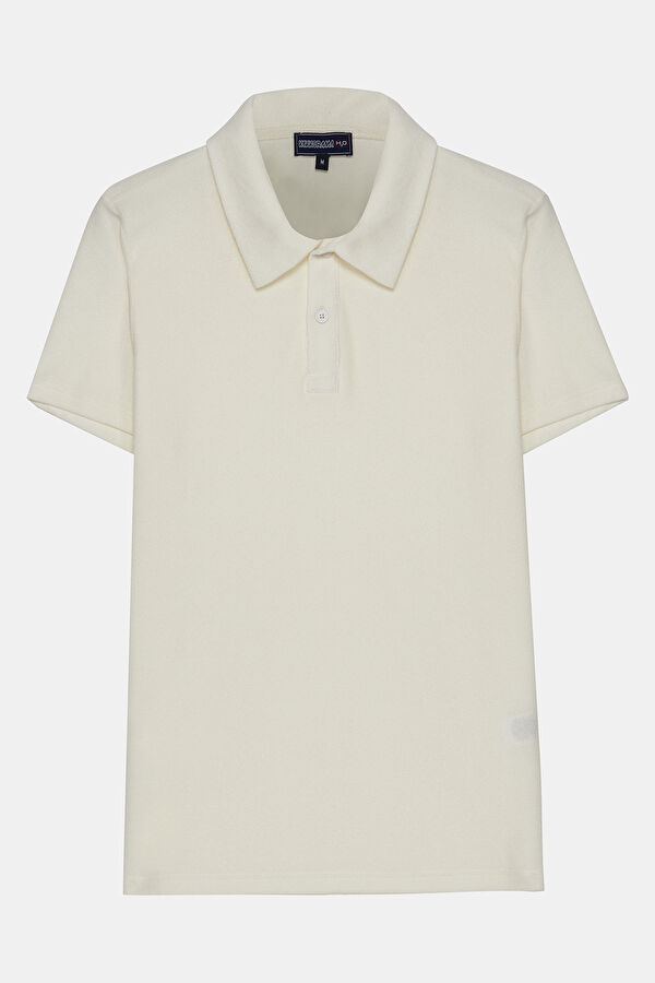 Relax Kalıp Ekru Polo Yaka T-Shirt 4