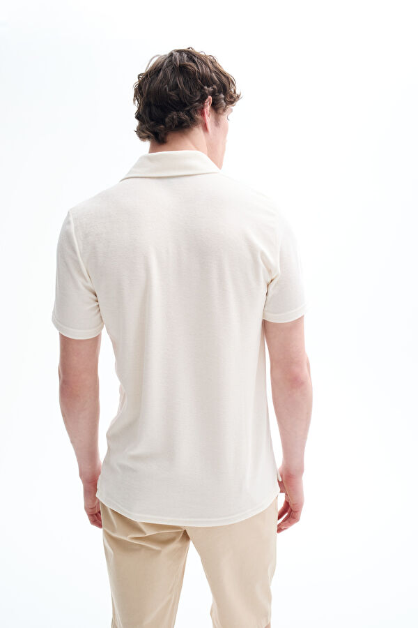 Relax Kalıp Ekru Polo Yaka T-Shirt 2