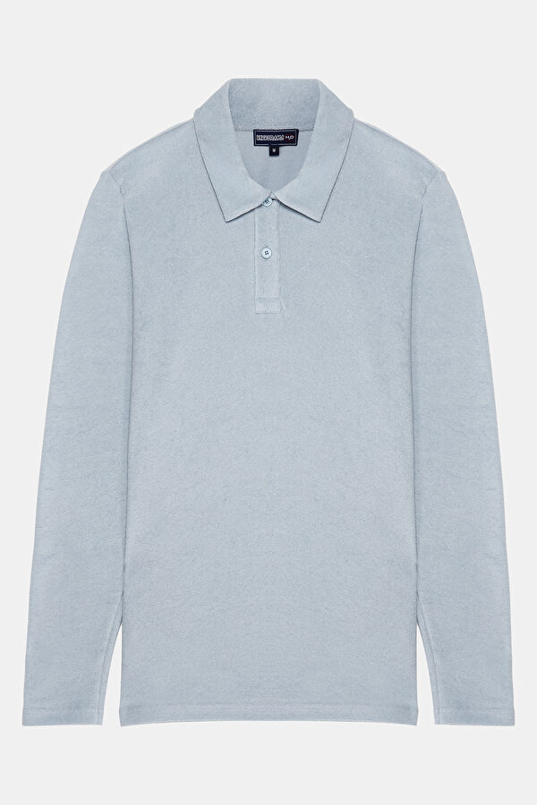 Relax Kalıp Mavi Polo Yaka T-Shirt 4