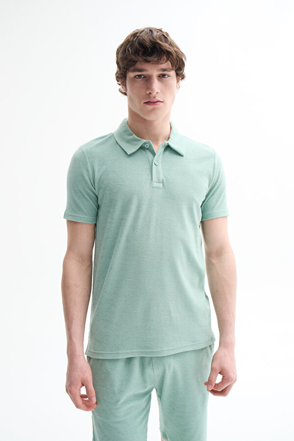 Relax Kalıp Yeşil Polo Yaka Erkek T-Shirt