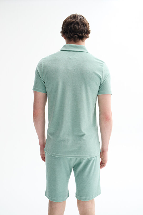 Relax Kalıp Yeşil Polo Yaka Erkek T-Shirt 2
