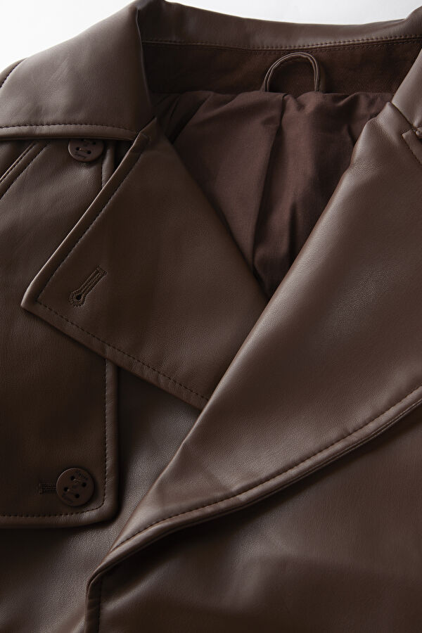 Coffee-colored Women's Trench Coat 3