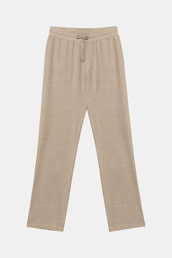Beige Straight Leg Men's Trousers 4
