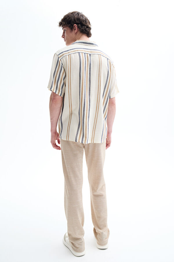 Beige Straight Leg Men's Trousers 3