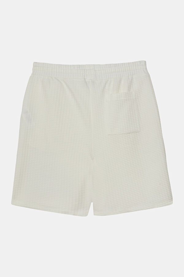 Ecru Men's Shorts with Trim Details 4