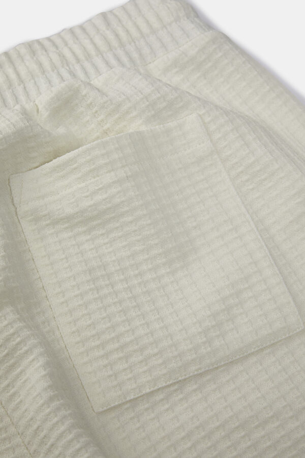 Ecru Men's Shorts with Trim Details 7