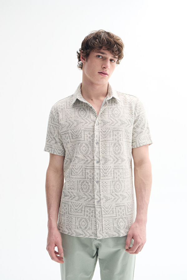 Grey Textured Men's Shirt