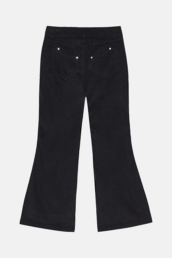 Slim Fit Black Wide Leg Velvet Men's Trousers 5