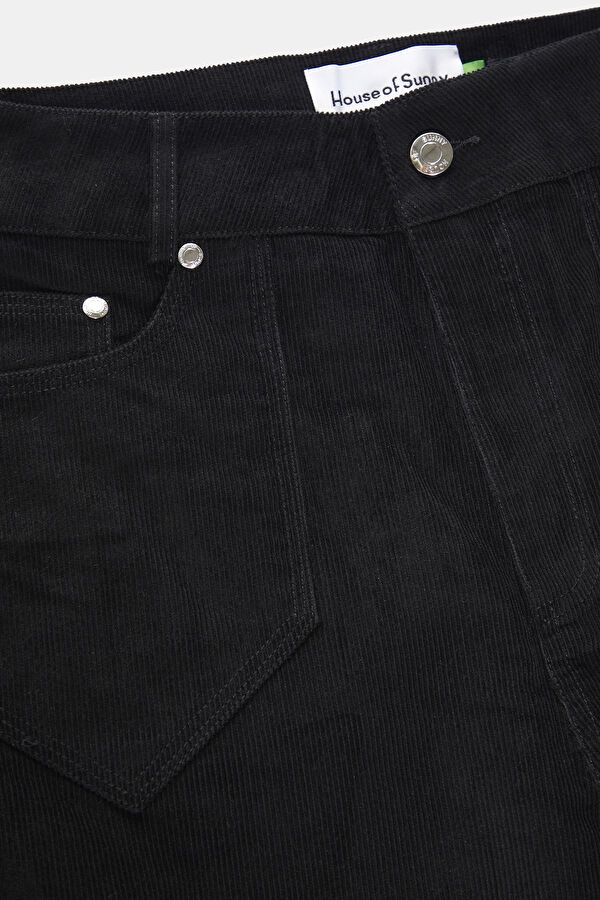 Slim Fit Black Wide Leg Velvet Men's Trousers 6