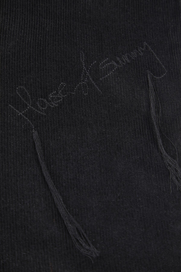 Slim Fit Black Wide Leg Velvet Men's Trousers 9