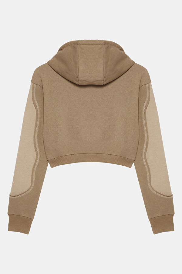 Bej Kapuşonlu Kadın Sweatshirt 2