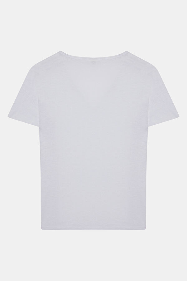 Beyaz V Yaka T-Shirt 2