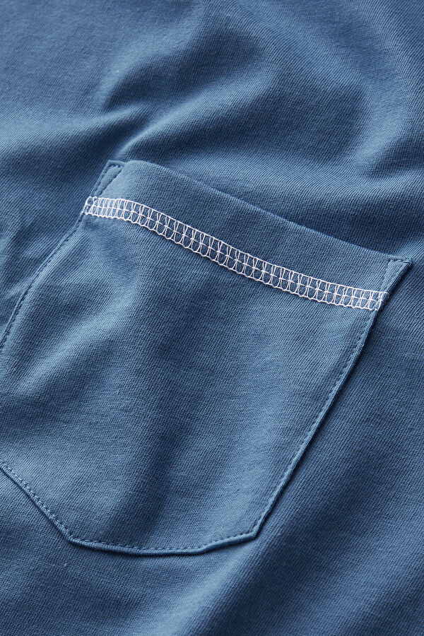 Blue Crew Neck Embroidered Men's T-Shirt 7