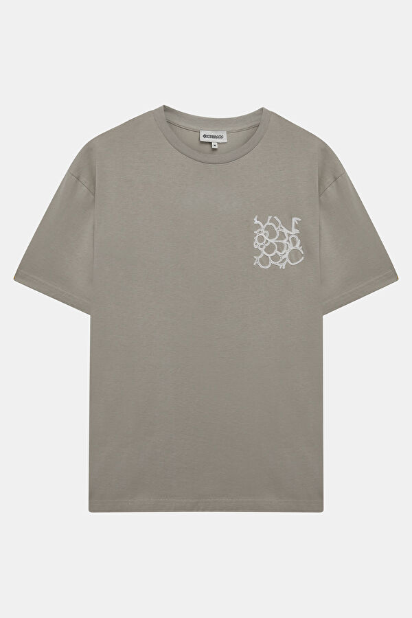 Taş Bisiklet Yaka Nakışlı T-Shirt 4