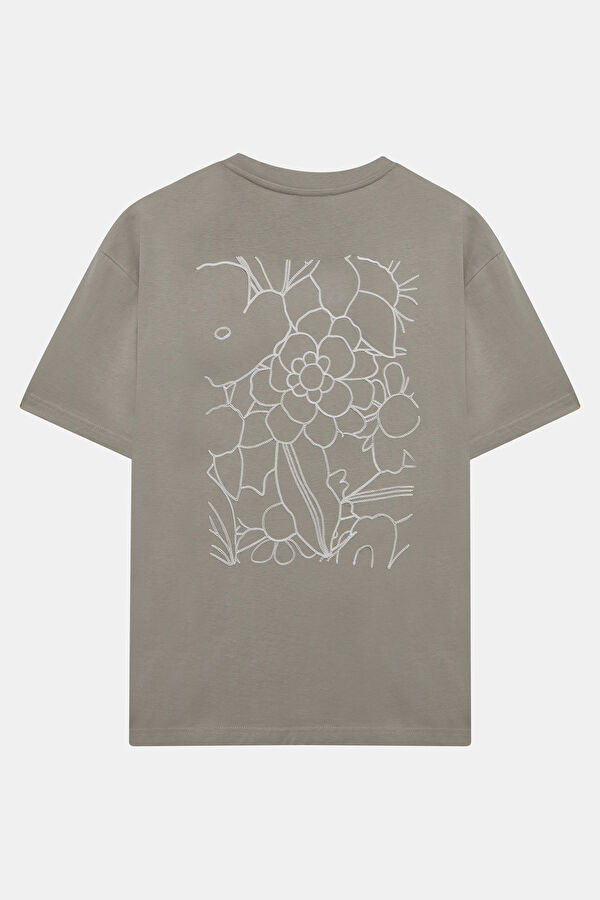 Taş Bisiklet Yaka Nakışlı T-Shirt 5