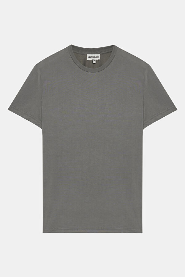 Antrasit Bisiklet Yaka T-Shirt