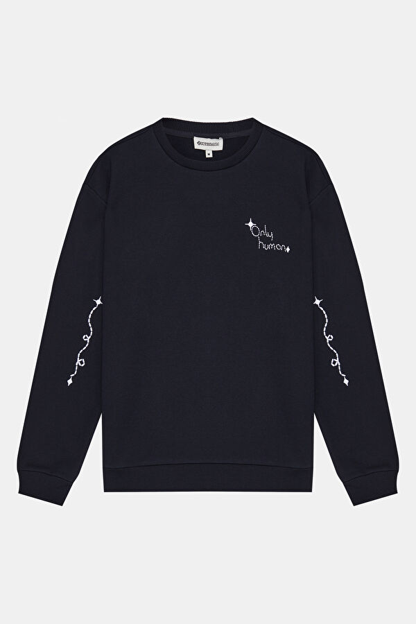 Lacivert Bisiklet Yaka Sweatshirt