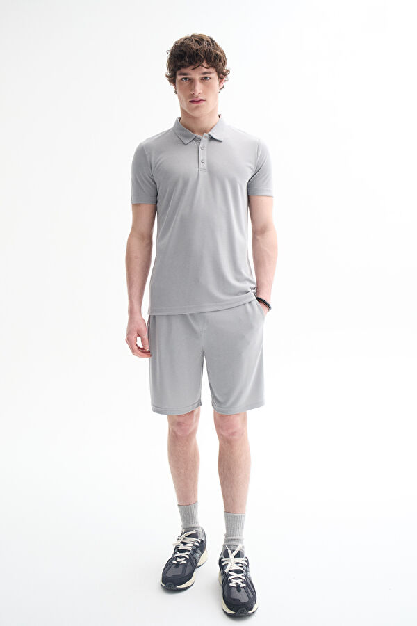 Gri Polo Yaka T-Shirt 3