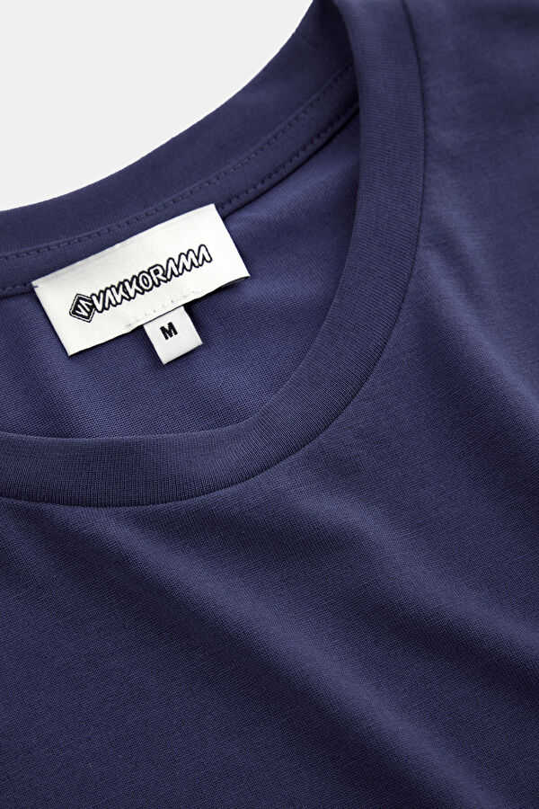 Lacivert Bisiklet Yaka Erkek T-Shirt 3